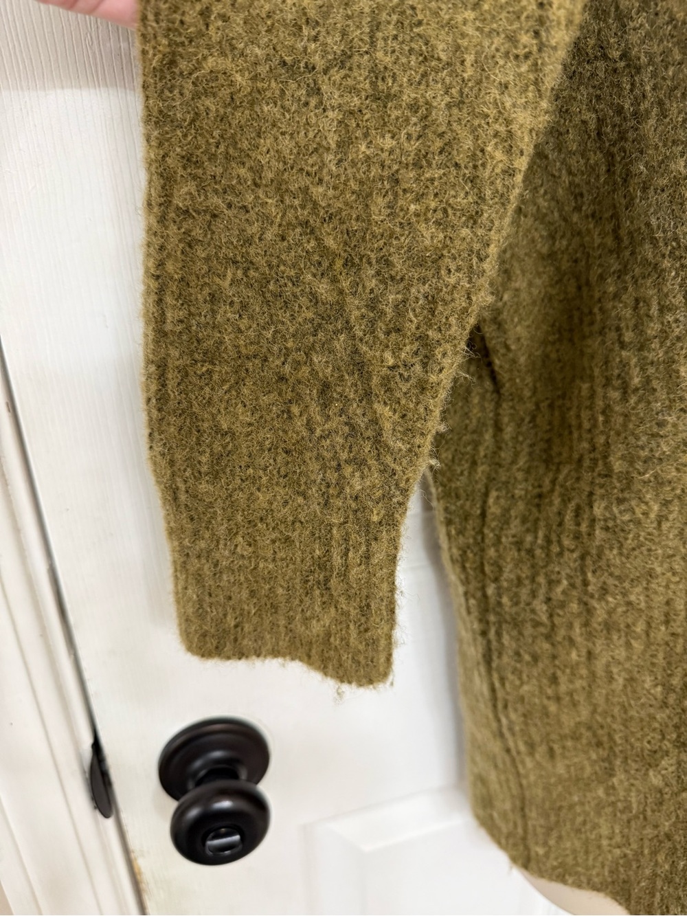 Madewell Belfiore Ribbed Pullover Sweater Heathered Fern Wool Camel Hair S - Picture 8 of 16